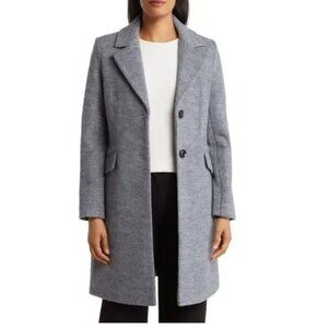 Solid Notch Lapel Felted Coat